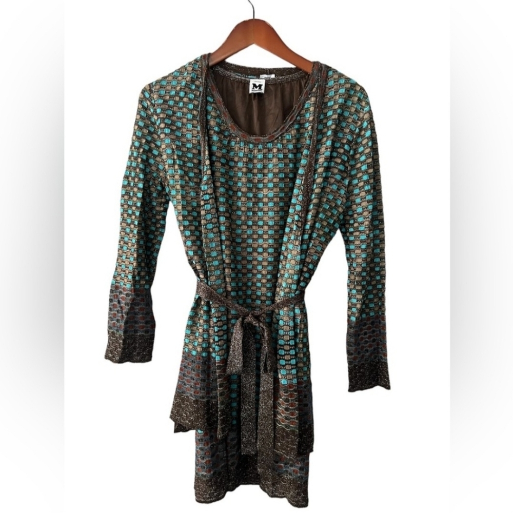 Beautiful Missoni dress Teal & Brown Covering Jacket size 4 Dress Sz 8 2 Piece